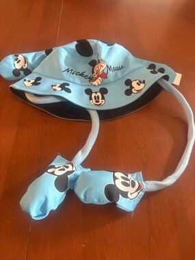 Disney Light Blue Mickey Mouse Bucket Hat with Chin Strap